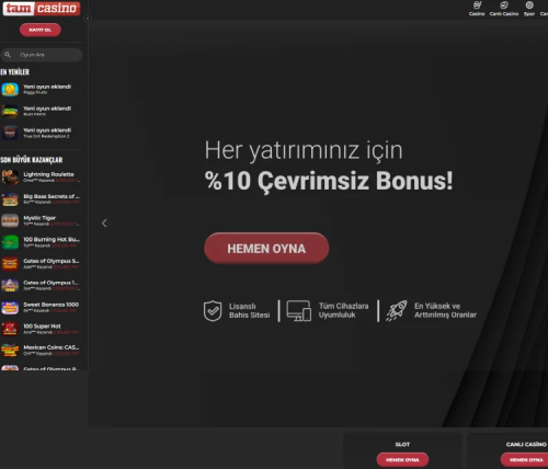 Tam Casino ekran görüntüsü